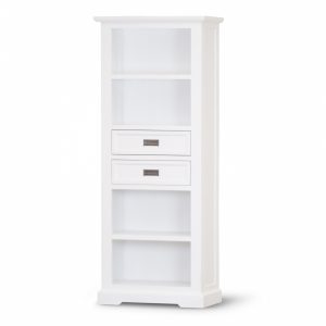 Laelia Bookshelf Bookcase 4 Tier Solid Acacia Wood Coastal Furniture - White