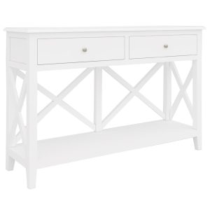 Daisy Console Hallway Entry Table 120cm Solid Acacia Timber Wood Hampton – White
