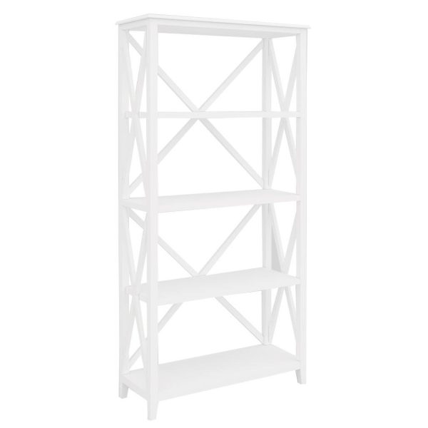 Daisy Bookshelf Bookcase 4 Tier Solid Acacia Wood Hampton Furniture – White