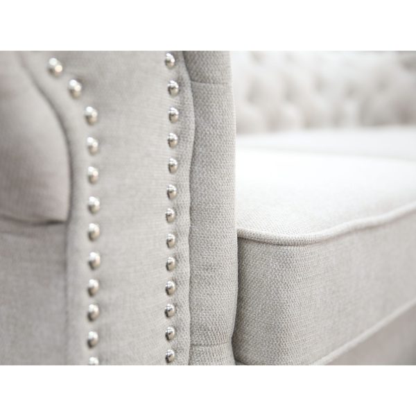 Mellowly 3 Seater Sofa Fabric Uplholstered Chesterfield Lounge Couch – Beige