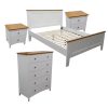 Lobelia 4pc Double Bed Suite Bedside Tallboy Bedroom Furniture Package – White