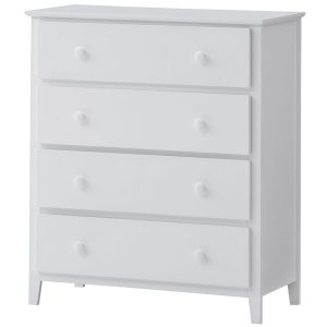 Mimili Tallboy 4 Chest of Drawers Solid Rubber Wood Bed Storage Cabinet -White