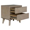 Abelia Bedside Nightstand 2 Drawers Storage Cabinet Shelf Side End Table – Brushed Smoke