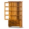 Teasel Display Unit Glass Door Bookcase Solid Pine Timber Wood – Rustic Oak