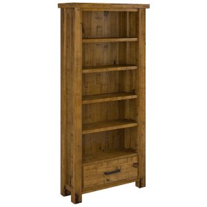 Teasel Bookshelf 190cm Bookcase Display Unit Solid Pine Timber Wood - Rustic Oak