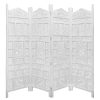 Elephant 4 Panel Room Divider Screen Privacy Shoji Timber Wood Stand – White