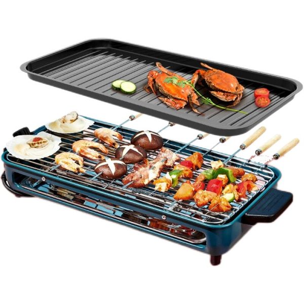 1500W Portable Household Smokeless Electric Pan Grill BBQ Non-Stick Electric Griddle Barbecue