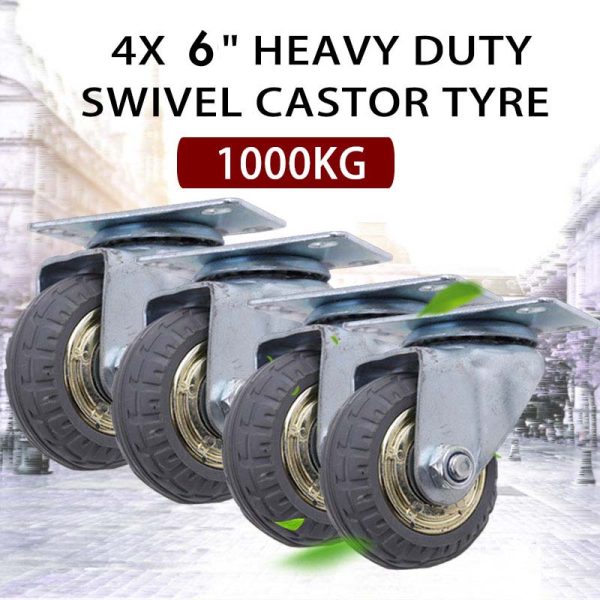4x 6″ 150mm Heavy Duty Industrial Swivel Caster Wheels Castor 1000KG Trolley