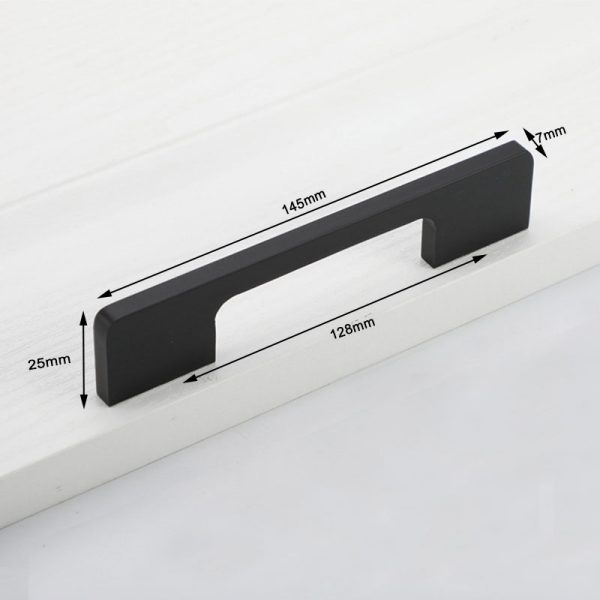 Slim Design Kitchen Cabinet Handles Drawer Bar Handle Pull Black 128MM