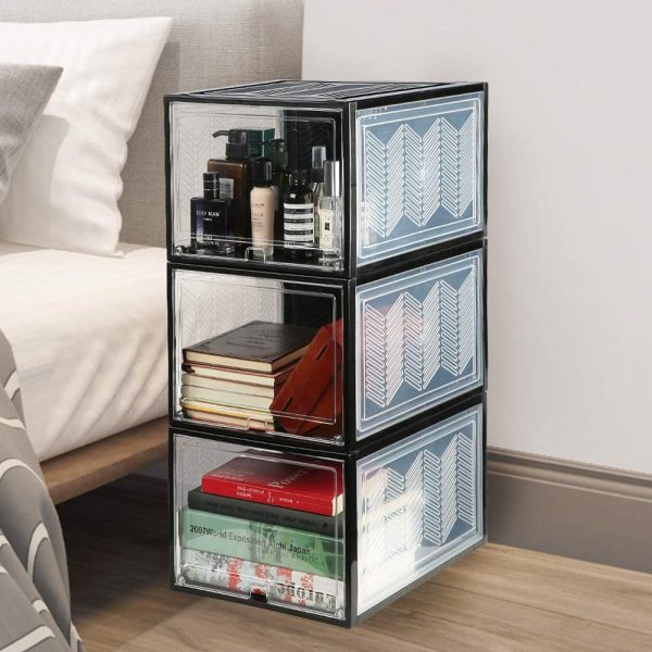 6x Large Shoe Storage Boxes Stackable Shoe Box Organisers Containers Display Cases Bins Magnetic Door