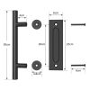 30cm Pull and Flush Barn Door Handle Square Handles set of Frosted Black Surface Round