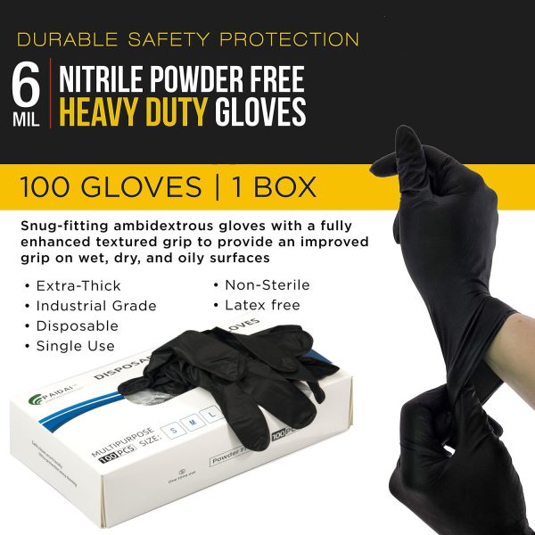 100x Nitrile Black Industrial Mechanic Tattoo Food Disposable Gloves Large