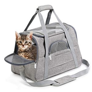 Pet Carrier Bag Travel Bag for Cats and Small Dogs Cozy Bed, Shoulder Strap