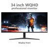 34 Inch Ultrawide 3440×1440 HDMI DP 165Hz 1000:1 Flat LED Gaming Monitor