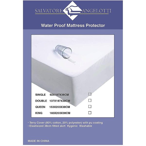 Single Mattress Protector – Waterproof Terry w Skirt