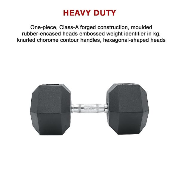 10KG Commercial Rubber Hex Dumbbell Gym Weight