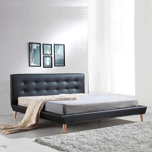 Arden King PU Leather Deluxe Bed Frame Black