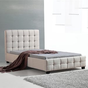 Clare King Single Fabric Deluxe Bed Frame Beige