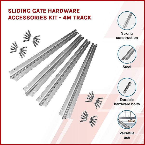 Sliding Gate Hardware Accessories Kit – 4m Track