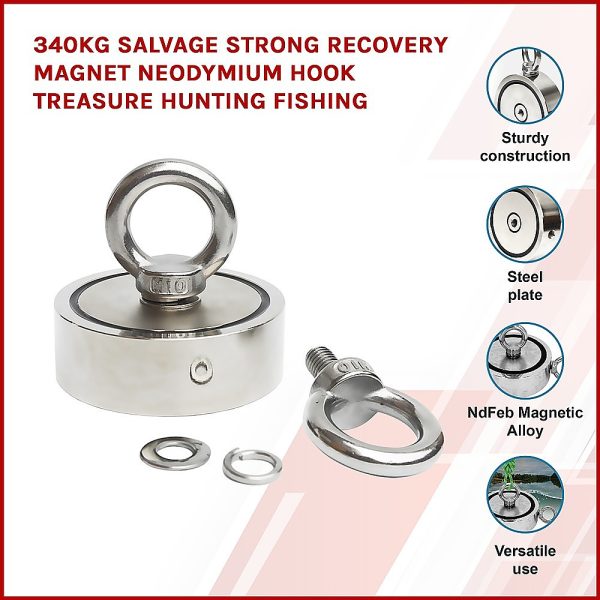 340Kg Salvage Strong Recovery Magnet Neodymium Hook Treasure Hunting Fishing