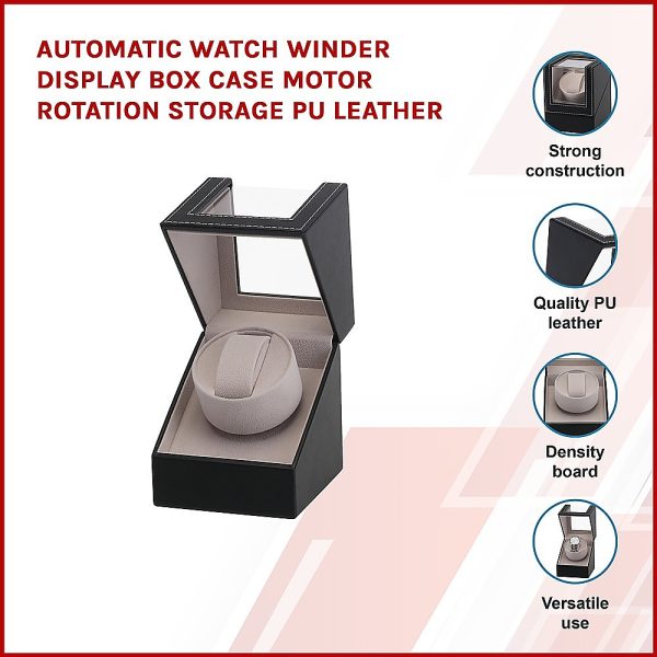 Automatic Watch Winder Display Box Case Motor Rotation Storage PU Leather