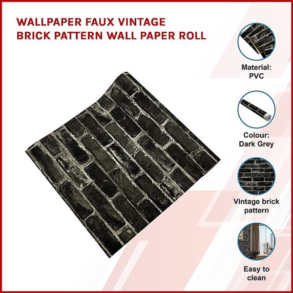 Wallpaper Faux Vintage Brick Pattern Wall Paper Roll