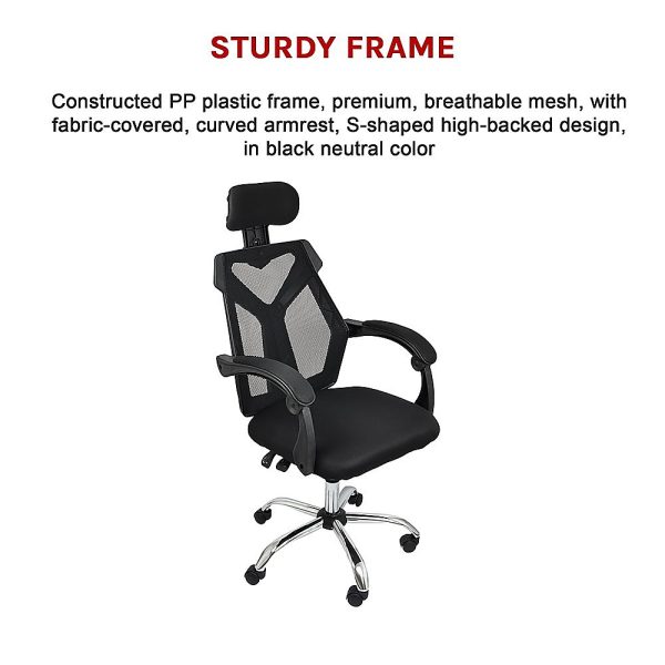 Office Chair Gaming Computer Chairs Mesh Back Foam Seat – Black