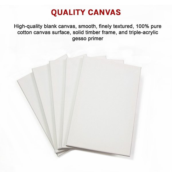 5 pack of 20x30cm Artist Blank Stretched Canvas Canvases Art Large White Range Oil Acrylic Wood