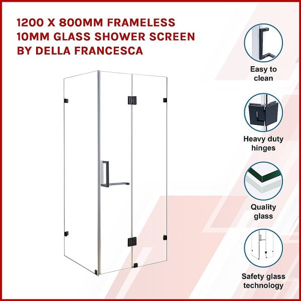 1200 x 800mm Frameless 10mm Glass Shower Screen By Della Francesca