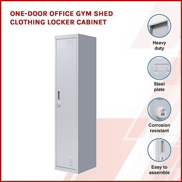 3-Digit Combination Lock One-Door Office Gym Shed Clothing Locker Cabinet Grey