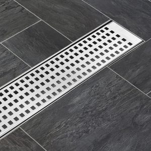 900mm Bathroom Shower Stainless Steel Grate Drain w/Centre outlet Floor Waste Square Pattern