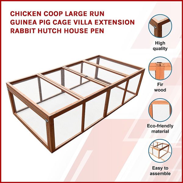 Chicken coop LARGE Run Guinea Pig Cage Villa Extension Rabbit hutch house pen