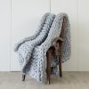 Hand Knitted Chunky Blanket Thick Acrylic Yarn Blanket Home Decor Throw Rug – Grey