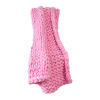 Hand Knitted Chunky Blanket Thick Acrylic Yarn Blanket Home Decor Throw Rug – Pink