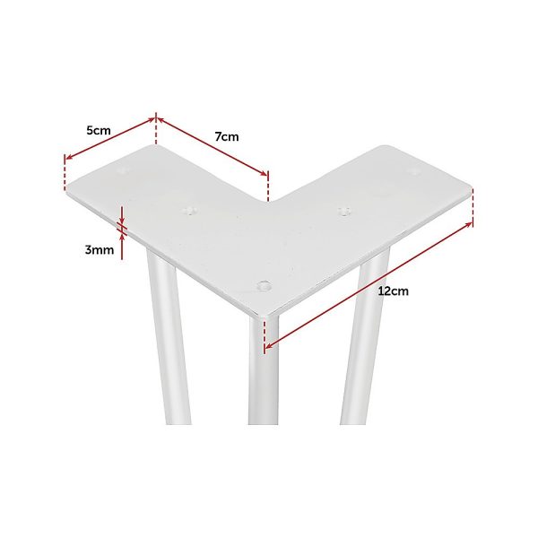 Set of 4 Industrial 3 – Rod Retro Table Legs 12mm Steel Bench Desk – 41cm White