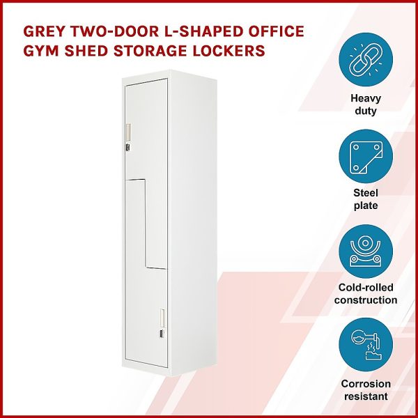 Grey Two-Door L-shaped Office Gym Shed Storage Lockers