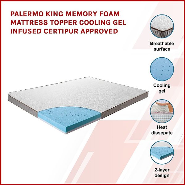 King Memory Foam Mattress Topper Cooling Gel Infused CertiPUR Approved