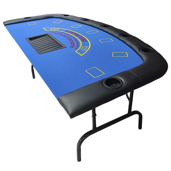 185cm Folded 7 Player Poker Blackjack Table Game Desk W/Cup Holder