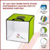 12” LED Light Room Photo Studio Photography Lighting Tent Kit Backdrop Cube Box