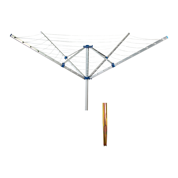 4 Arm Rotary Garden Washing Line Clothes Airer Dryer Outdoor Spike 40m Length
