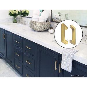 15 x Brushed Brass Drawer Pulls Kitchen Cabinet Handles - Gold Finish
