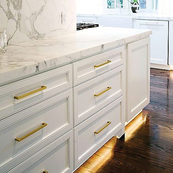 15 x Brushed Brass Drawer Pulls Kitchen Cabinet Handles – Gold Finish 128mm