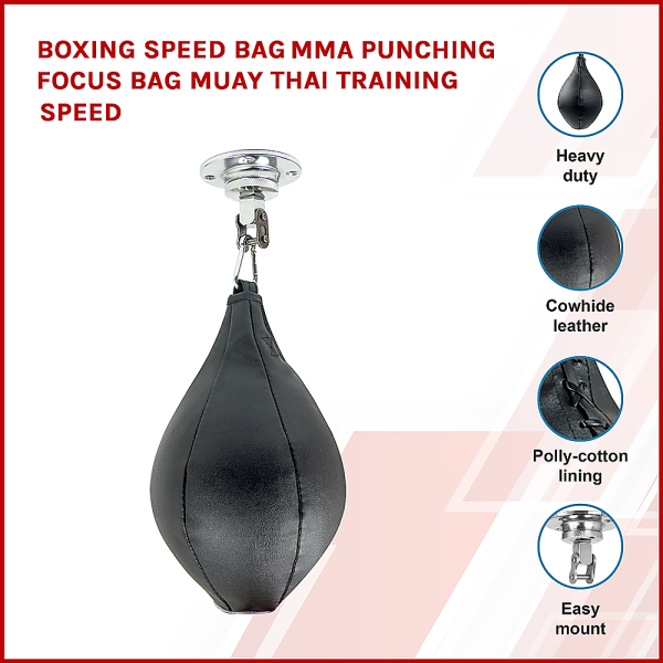 Boxing Speed Bag PU Leather MMA Punching Focus Bag Muay Thai Training Speed