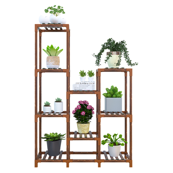 Indoor Outdoor Garden Plant Stand Planter Flower Pot Shelf Wooden Shelving – 9 Shelves