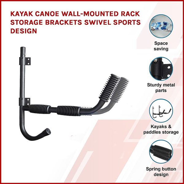 Kayak Canoe Wall-Mounted Rack Storage Brackets Swivel Sports Design