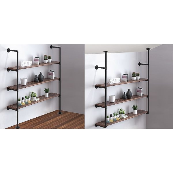 Wall Shelves Display Bookshelf Industrial DIY Pipe Shelf Rustic Brackets