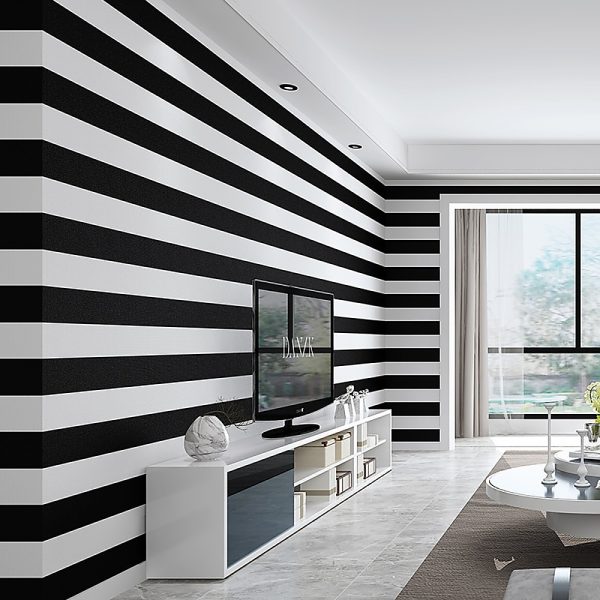 Modern Fashion Black & White Stripes Wallpaper Wall Mural