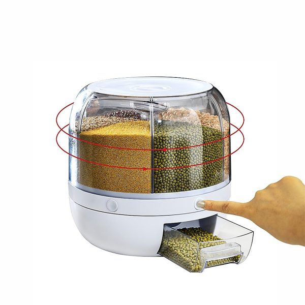 Rice Storage Cereal Dispenser Grain Container Rotating Dry Food Box