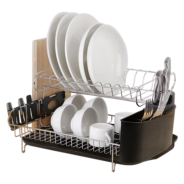 Dish Drying Rack Drainer Cup Plate Holder Cutlery Tray Kitchen Organiser
