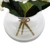 Premium Faux Hydrangea With Glass Vase (Artificial Flowering White Hydrangea) 23cm